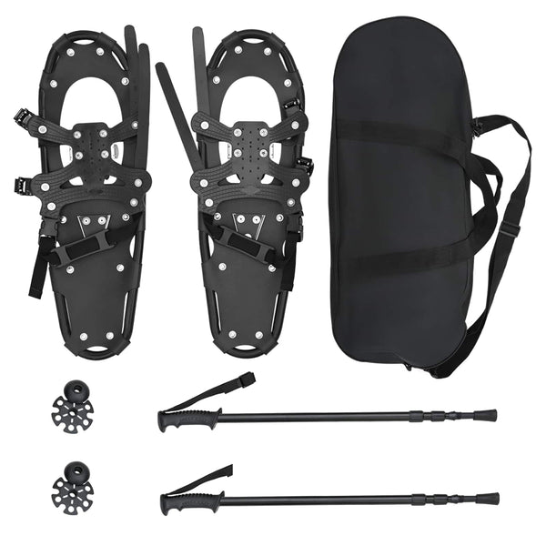3-in-1 Schneeschuhe mit Wanderstöcken Schwarz