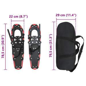 3-in-1 Schneeschuhe Rot/Schwarz 78,5 cm