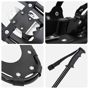 3-in-1 Schneeschuhe mit Wanderstöcken Schwarz