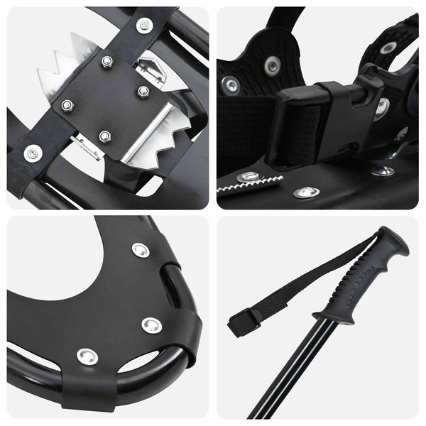 3-in-1 Schneeschuhe mit Wanderstöcken Schwarz