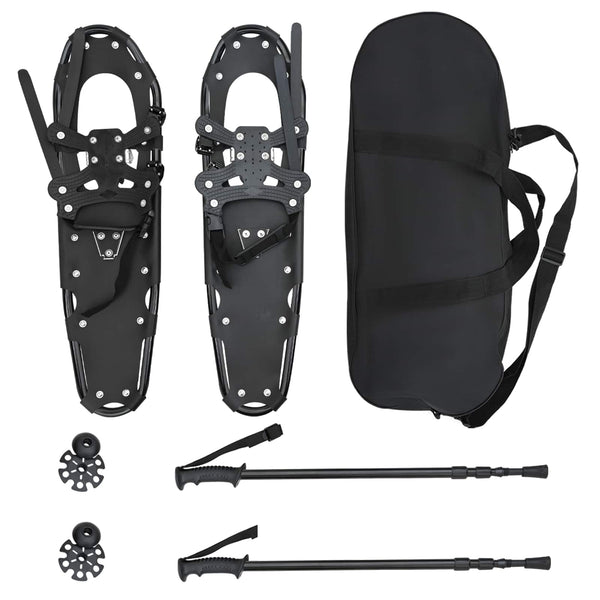3-in-1 Schneeschuhe mit Wanderstöcken Schwarz