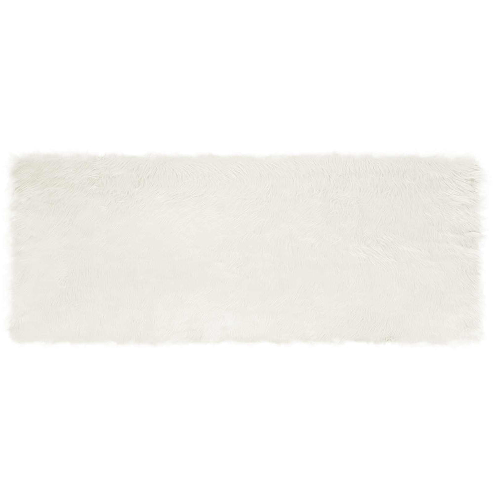 Weißer Kunstfell Teppich 80x200cm
