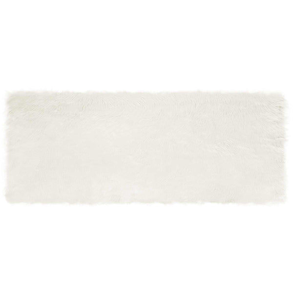 Weißer Kunstfell Teppich 80x200cm
