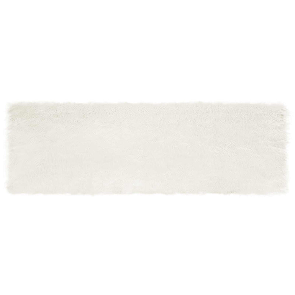 Weißer Kunstfell Teppich 80x250 cm