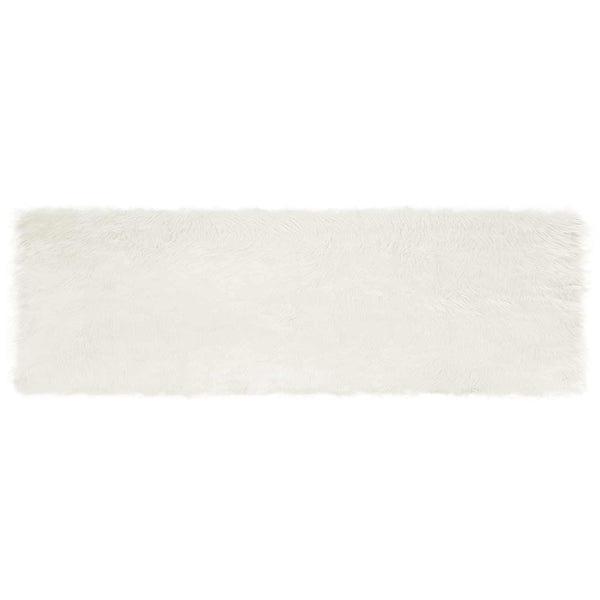 Weißer Kunstfell Teppich 80x250 cm