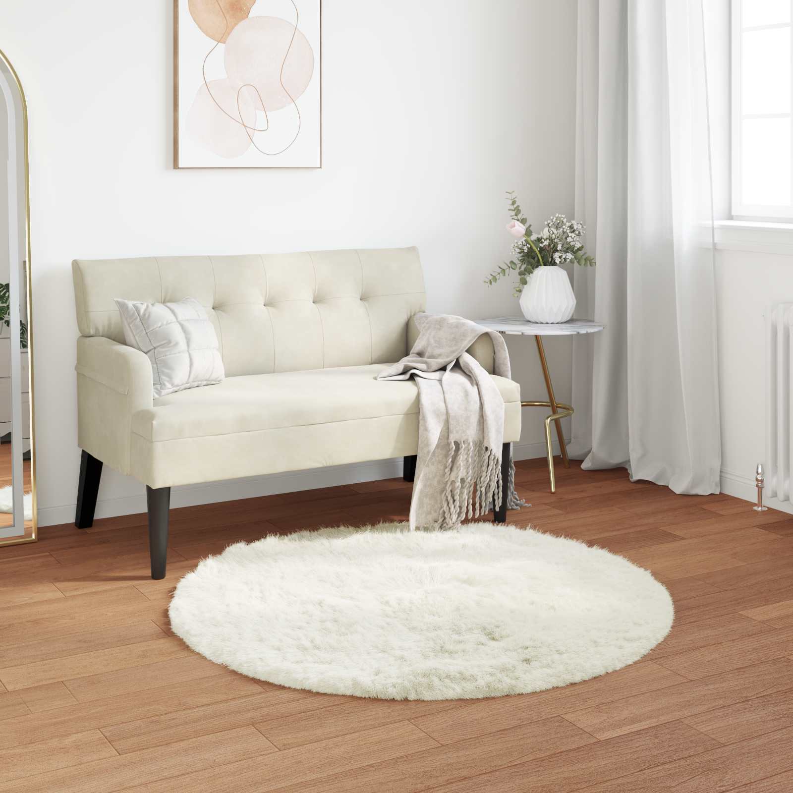 Weißer Kunstfell Teppich Ø 100cm