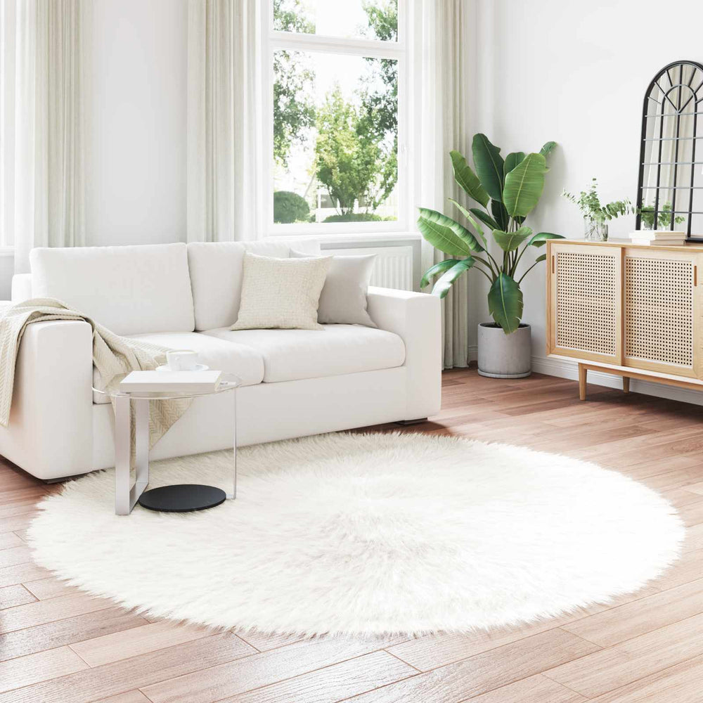 Weißer Kunstfell Teppich Ø 200cm