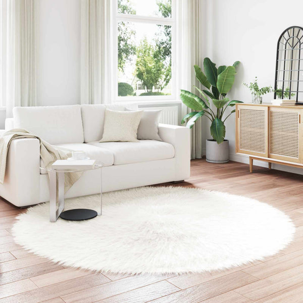 Weißer Kunstfell Teppich Ø 200cm