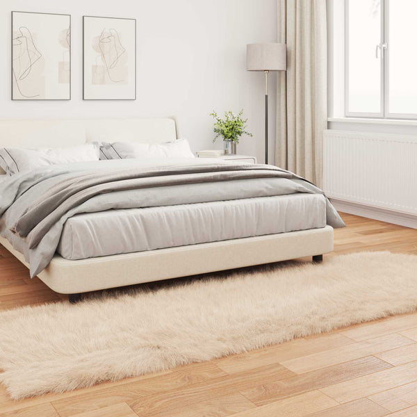 Beiger Kunstfell Teppich 80x250 cm