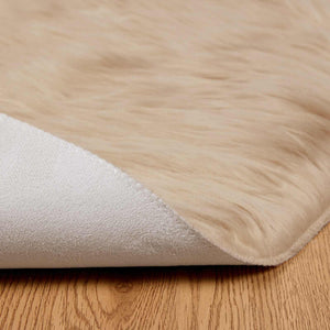 Beiger Kunstfell Teppich Ø 80cm