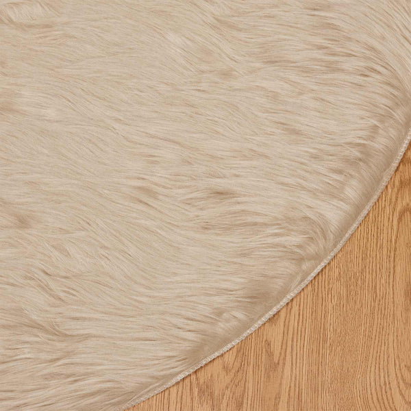 Beiger Kunstfell Teppich Ø 100cm