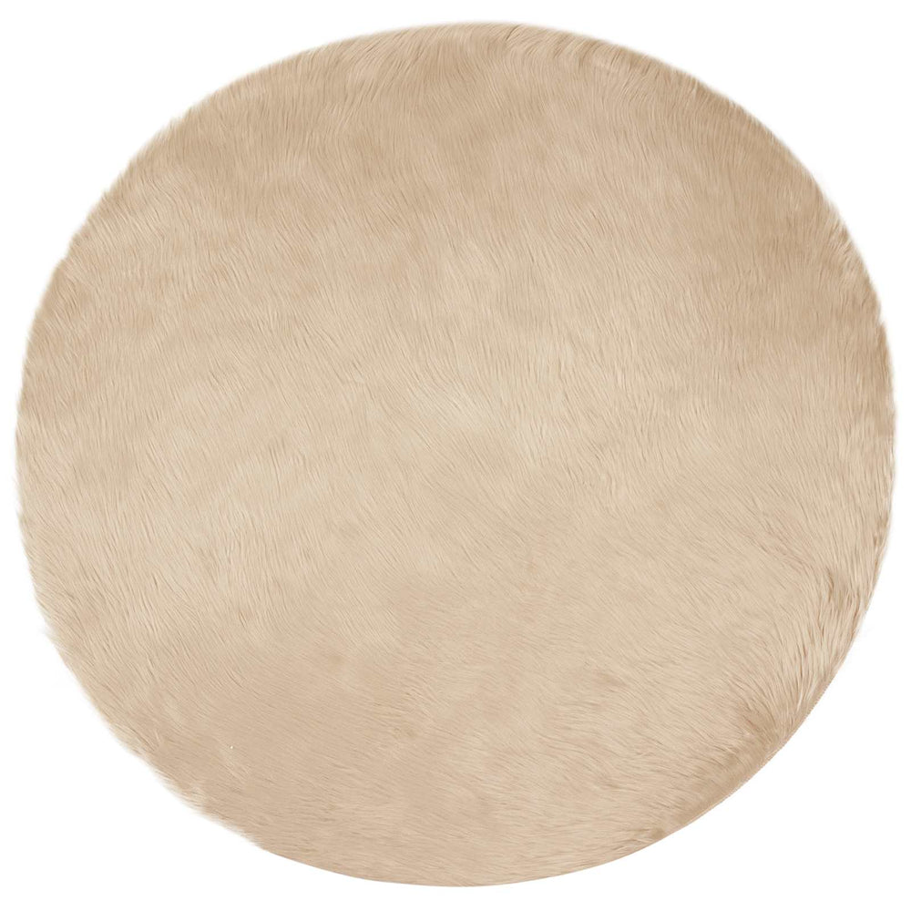 Beiger Kunstfell Teppich Ø 120cm