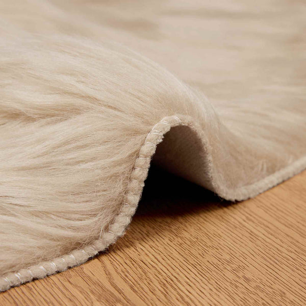 Beiger Kunstfell Teppich Ø 160cm