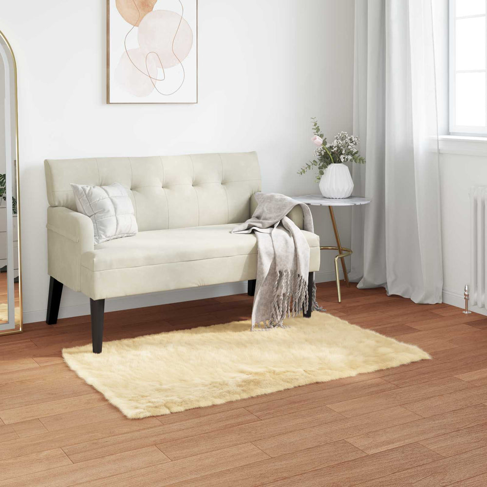 Creme Kunstfell Teppich 60x110 cm