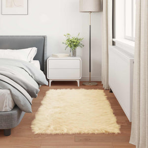 Creme Kunstfell Teppich 60x110 cm