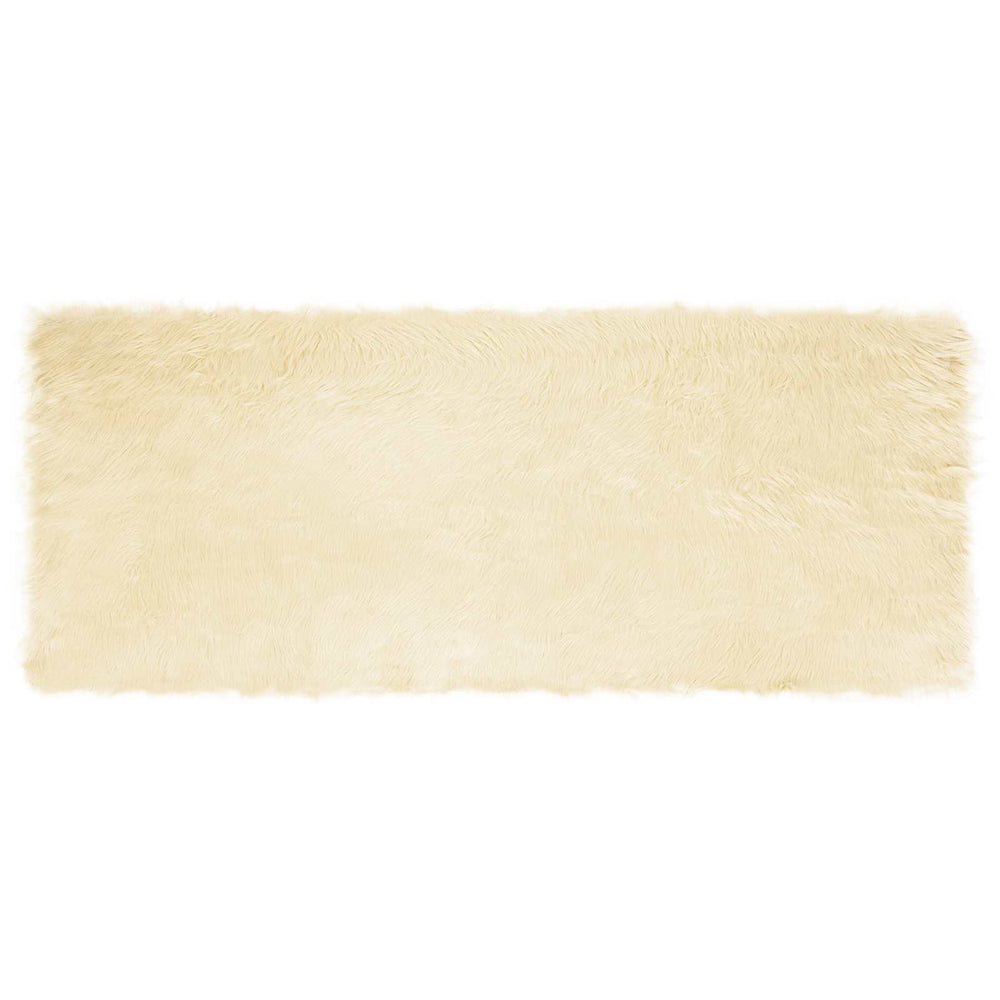 Creme Kunstfell Teppich 80x200cm