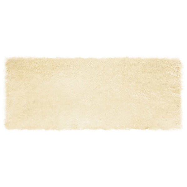 Creme Kunstfell Teppich 80x200cm