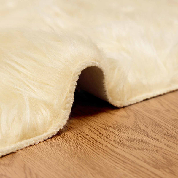 Creme Kunstfell Teppich 80x250cm