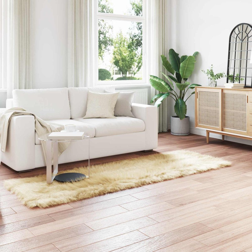 Creme Kunstfell Teppich 80x250cm
