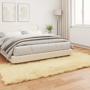 Creme Kunstfell Teppich 80x250cm