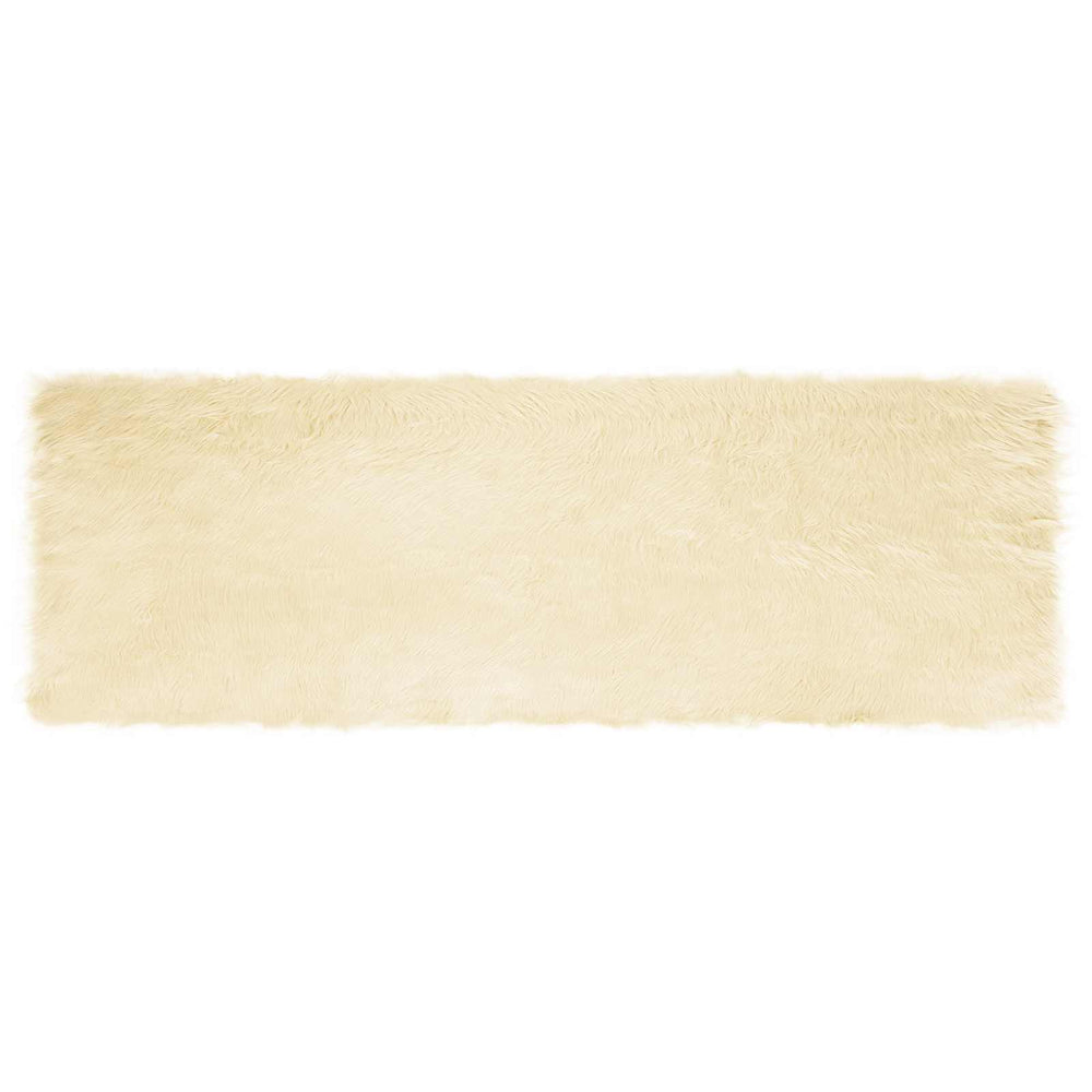 Creme Kunstfell Teppich 80x250cm
