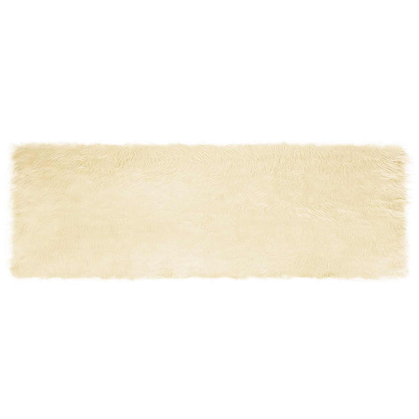 Creme Kunstfell Teppich 80x250cm
