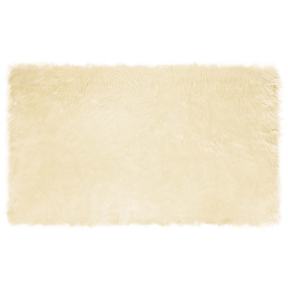 Creme Kunstfell Teppich 100x200 cm