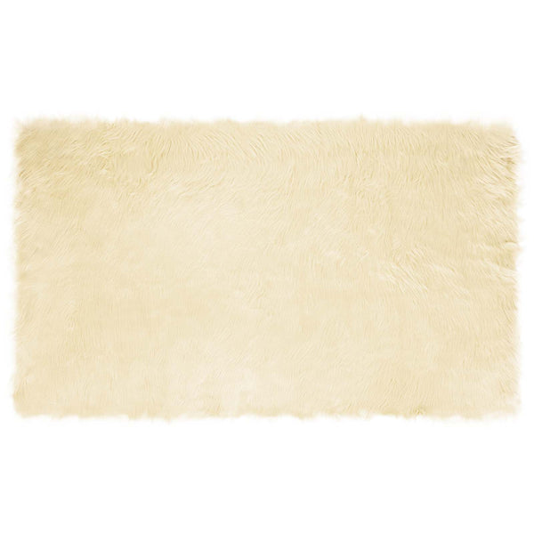 Creme Kunstfell Teppich 100x200 cm