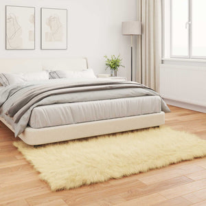 Creme Kunstfell Teppich 120x170 cm