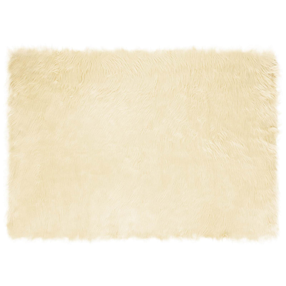 Creme Kunstfell Teppich 140x200 cm