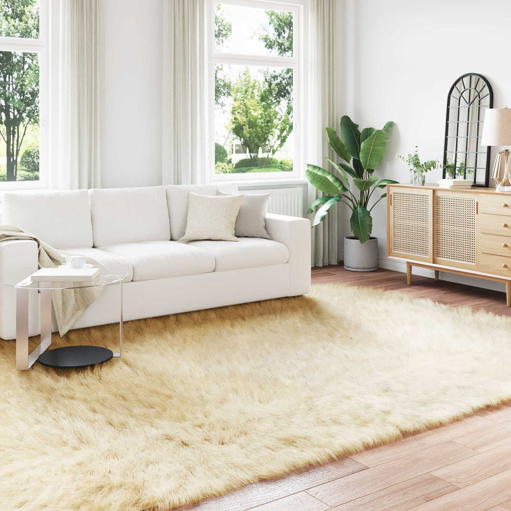 Creme Kunstfell Teppich 200x280 cm