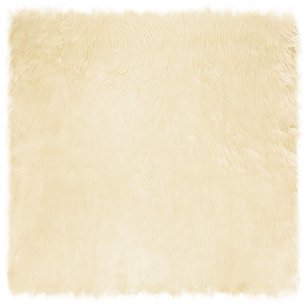 Creme Kunstfell Teppich 160x160cm