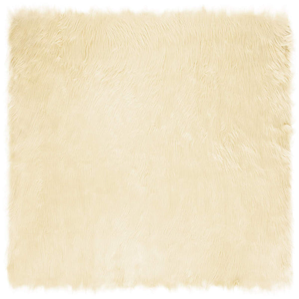 Creme Kunstfell Teppich 160x160cm