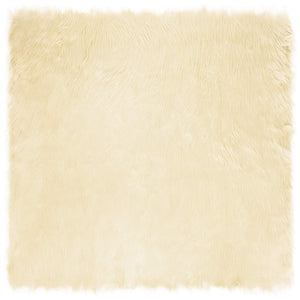 Creme Kunstfell Teppich 240x240 cm