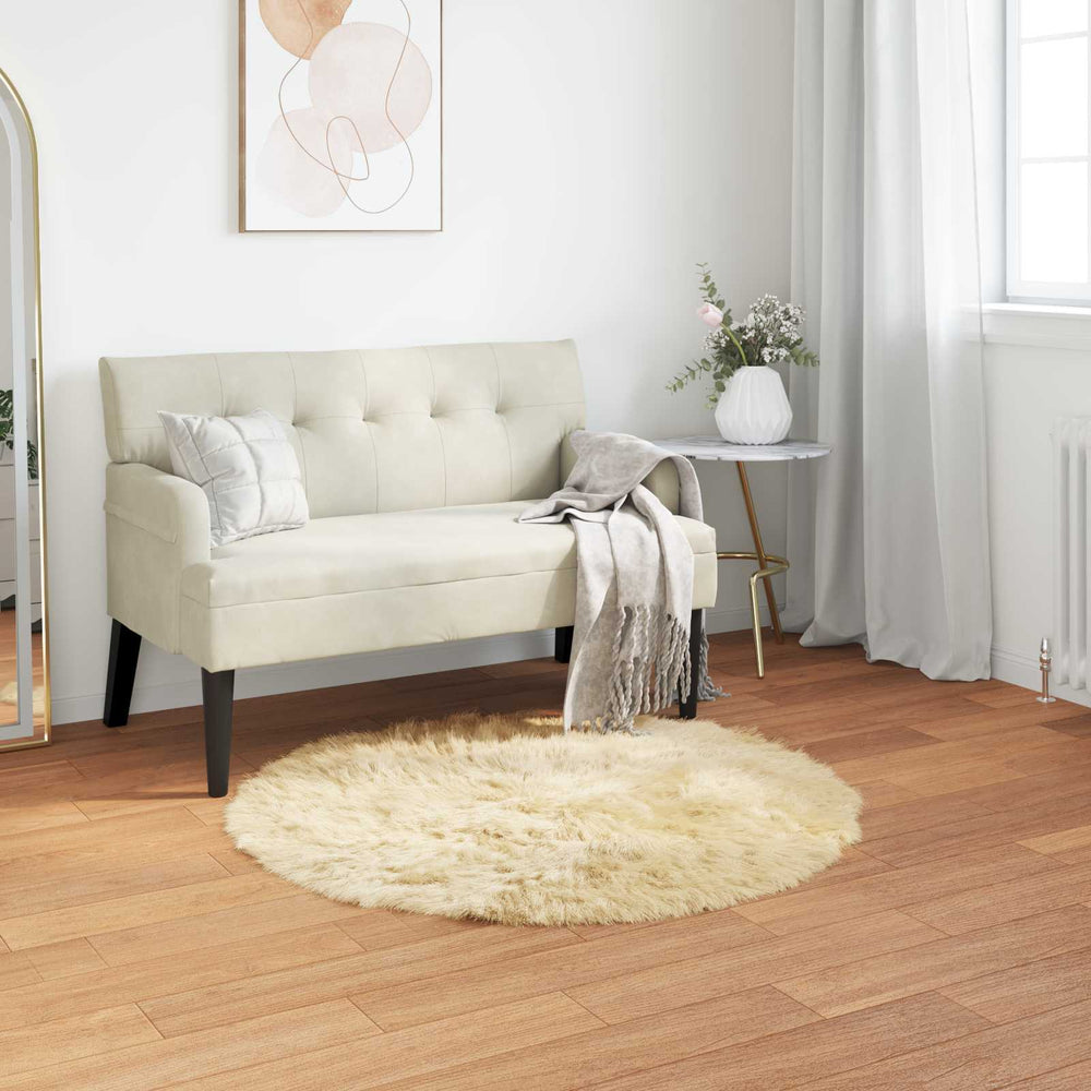Creme Kunstfell Teppich Ø 80cm