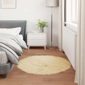 Creme Kunstfell Teppich Ø 80cm