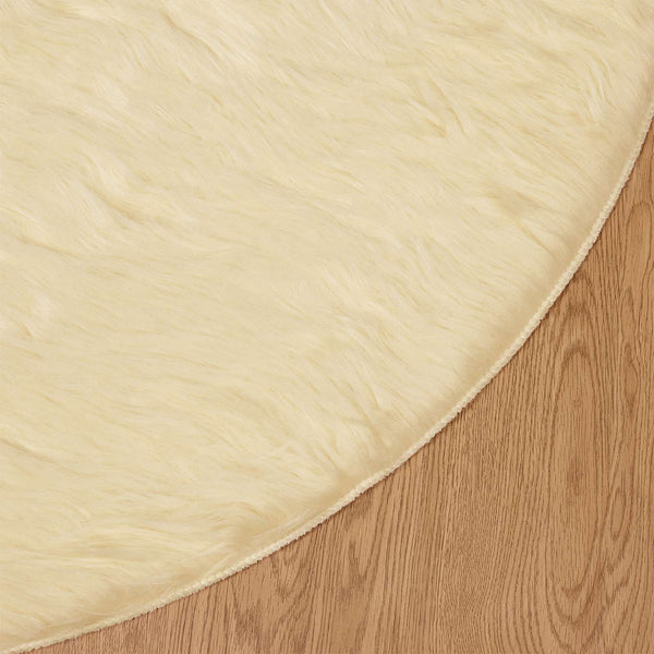 Creme Kunstfell Teppich Ø 120cm