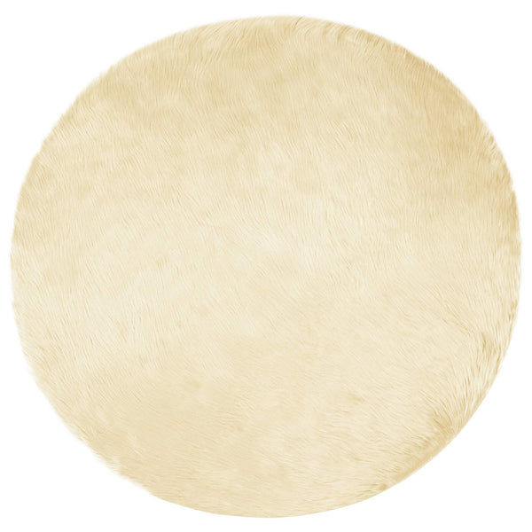 Creme Kunstfell Teppich Ø 120cm