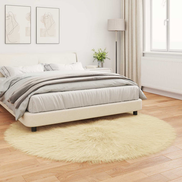 Creme Kunstfell Teppich Ø 160cm