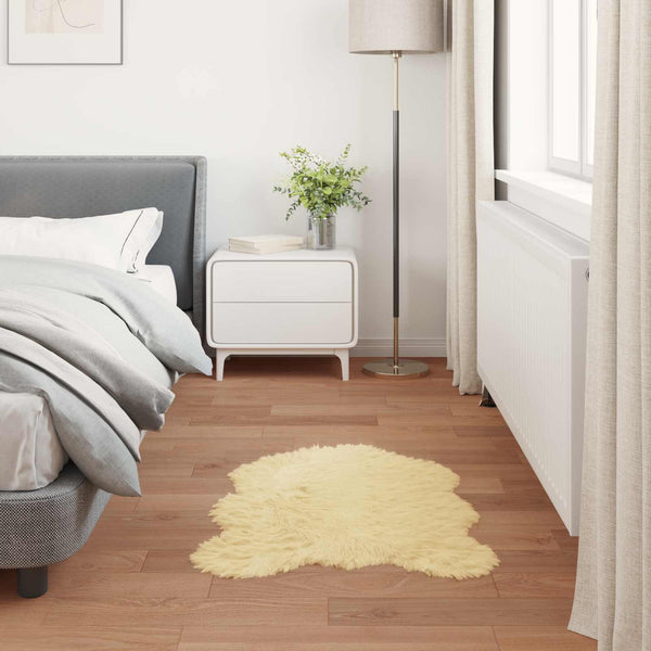 Creme Kunstfell Teppich 80x120 cm