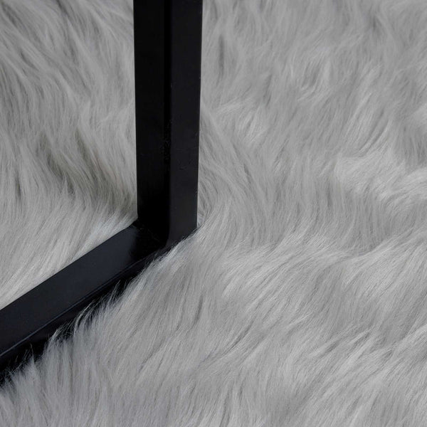 Grauer Kunstfell Teppich 60x110 cm