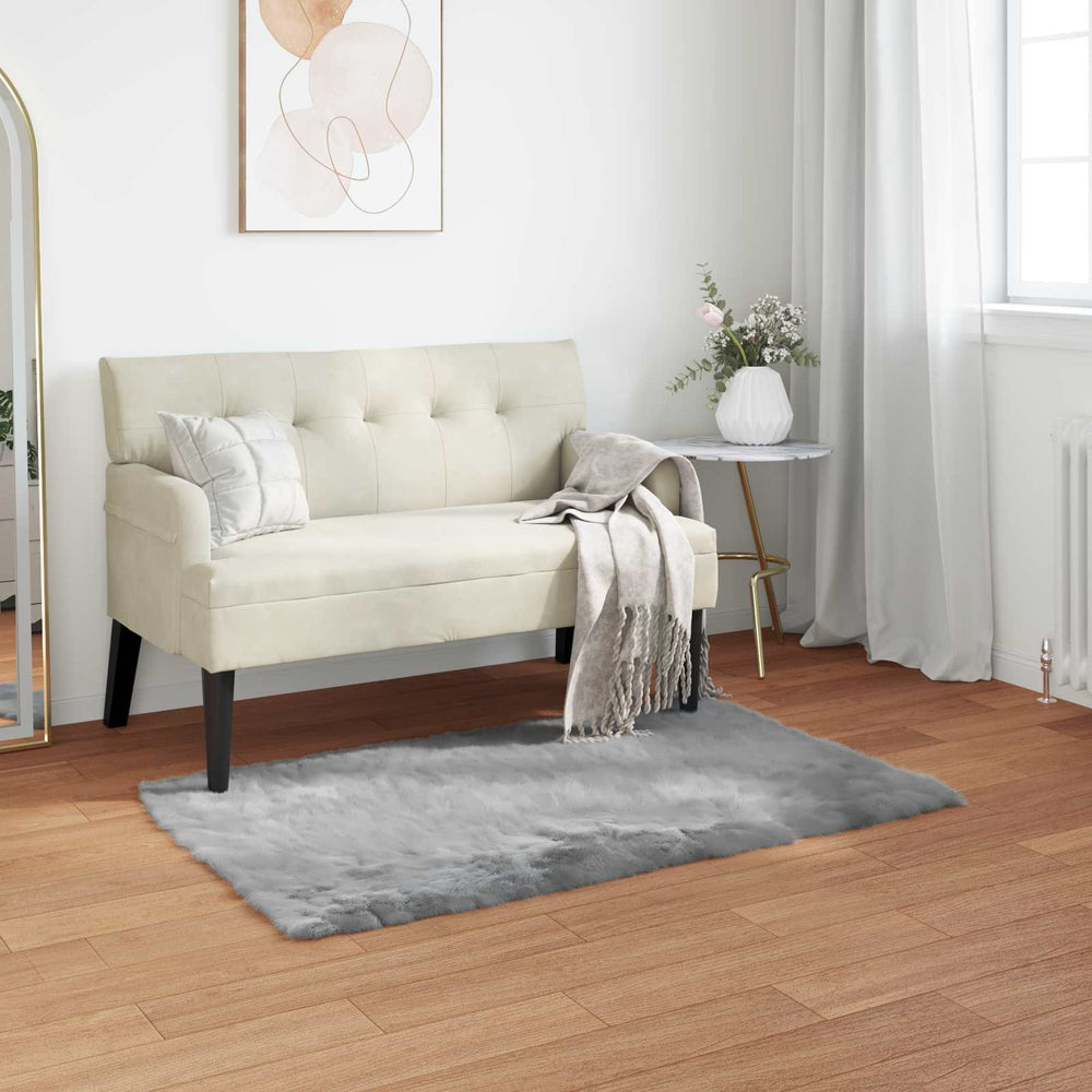 Grauer Kunstfell Teppich 60x110 cm
