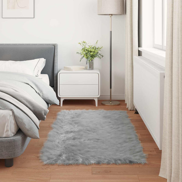 Grauer Kunstfell Teppich 60x110 cm