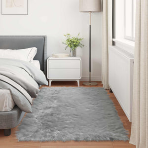 Grauer Kunstfell Teppich 80x200 cm