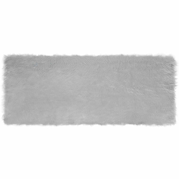 Grauer Kunstfell Teppich 80x200 cm