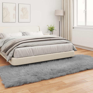 Grauer Kunstfell Teppich 80x250 cm