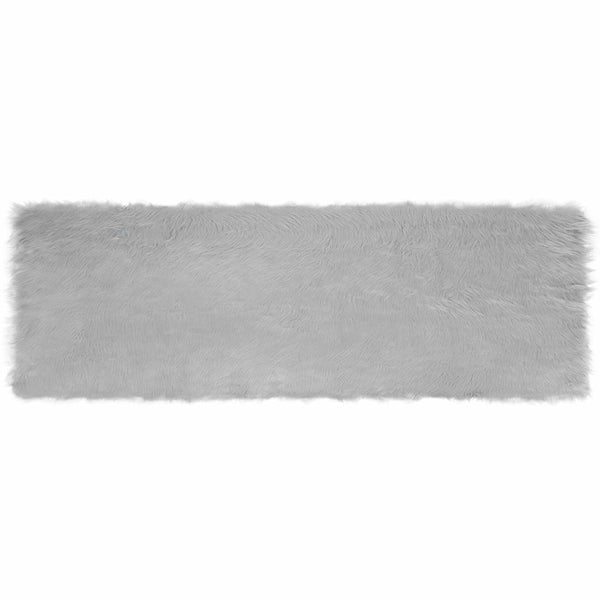 Grauer Kunstfell Teppich 80x250 cm