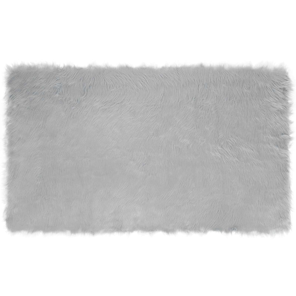 Grauer Kunstfell Teppich 100x200 cm