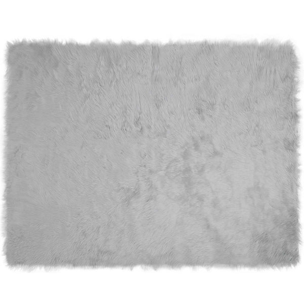 Grauer Kunstfell Teppich 240x340 cm