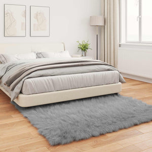 Grauer Kunstfell Teppich 160x160cm